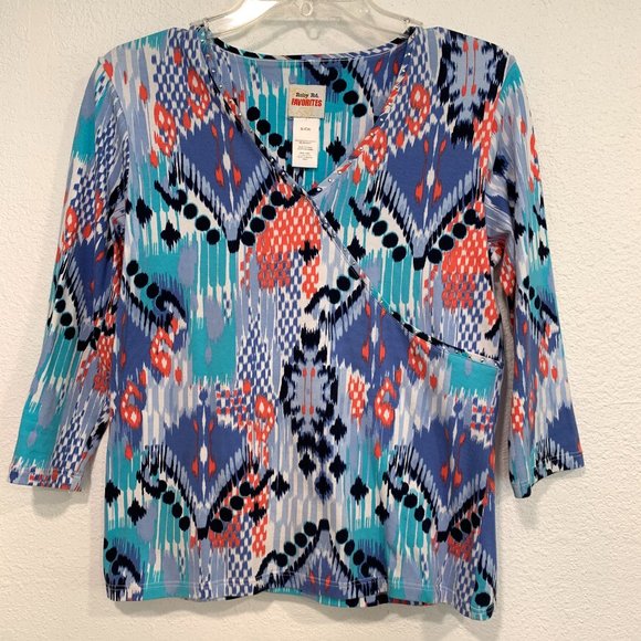 NWOT Ruby Rd V-Neck Beaded Stretch Top Size Small - Picture 1 of 8